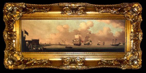 framed  Monamy, Peter A panoranma of the Bosporus at Constantinople the City spread along the European western shore,the Asian eastern shore guarded by Leander-s Tower, ta009-2